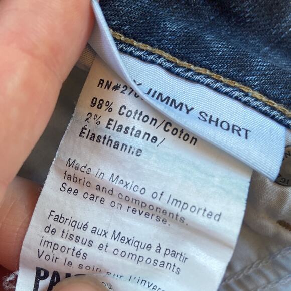 Paige Women's Size 24 Jimmy Jimmy Short Dark Wash Blue Shorts Cuffed Hem Stretch - Picture 4 of 8